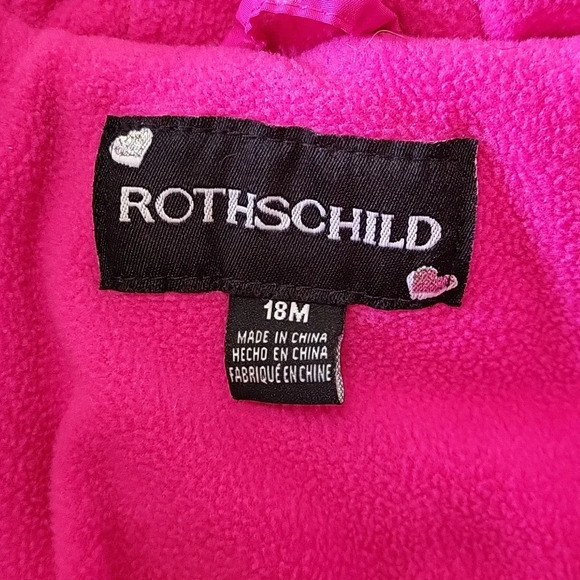 Girls Bright Pink Polka Dot Zip-Up with Velcro Overlay Warm Coat Size 18 Months - Picture 10 of 11